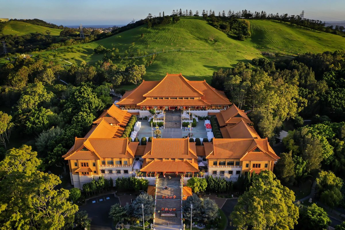 Aerial shot of Nan Tien Temple