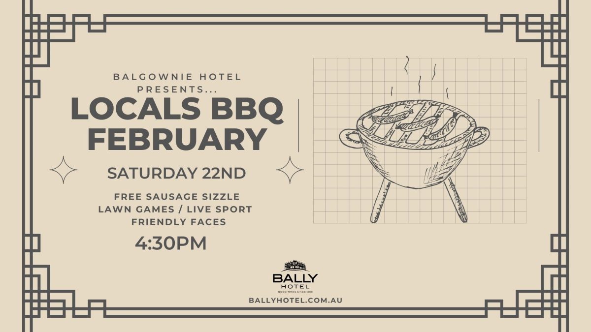 Banner for locals barbecue at Balgownie Hotel