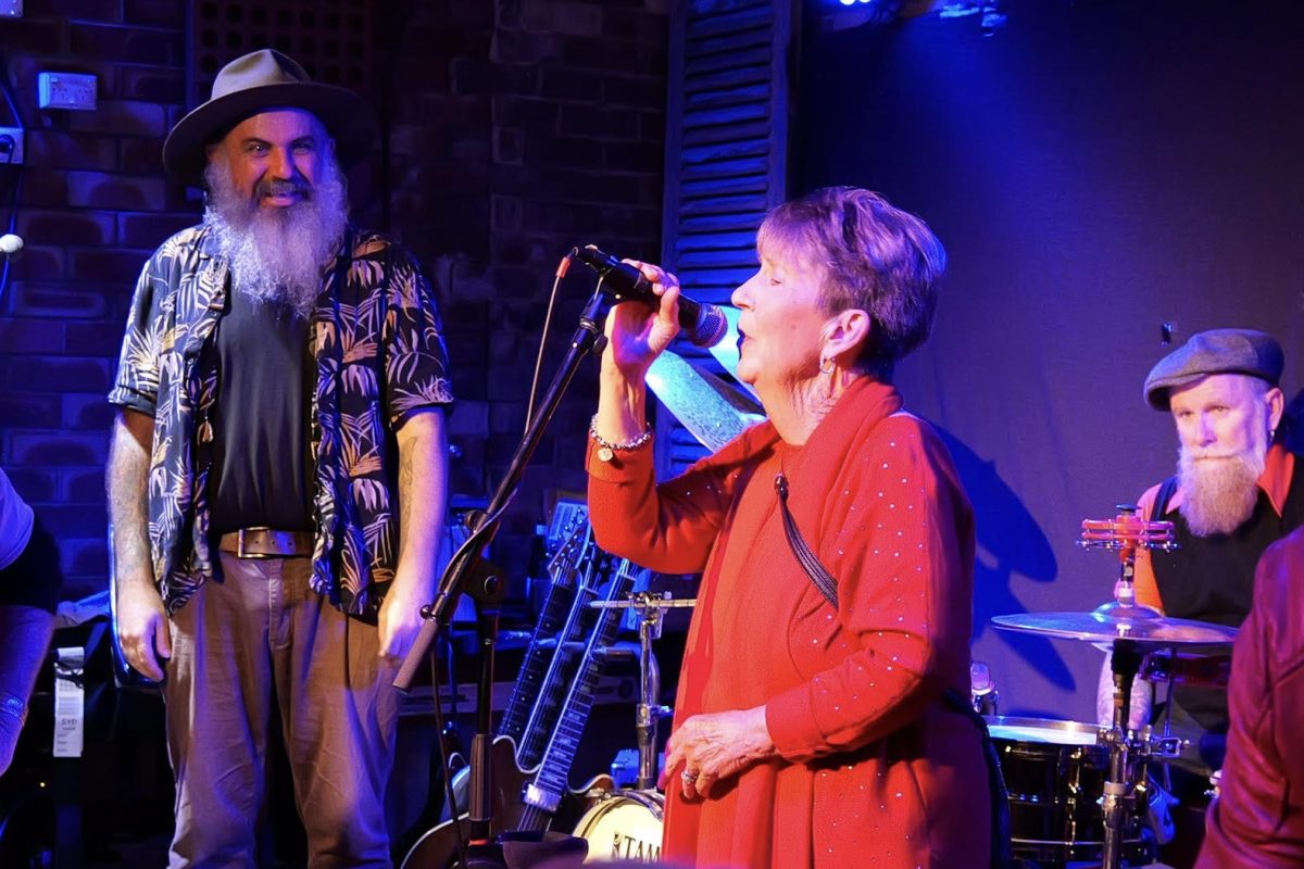 Woman singing on a stage