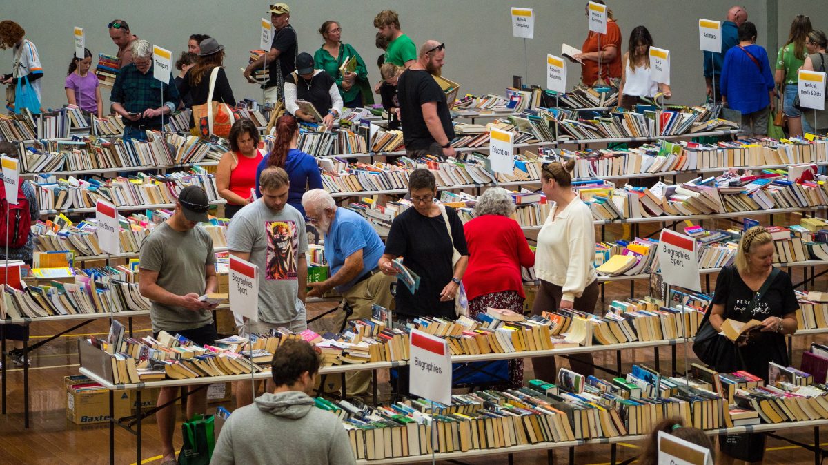 People browse books at the Lifeline South Coast Big Book Fair