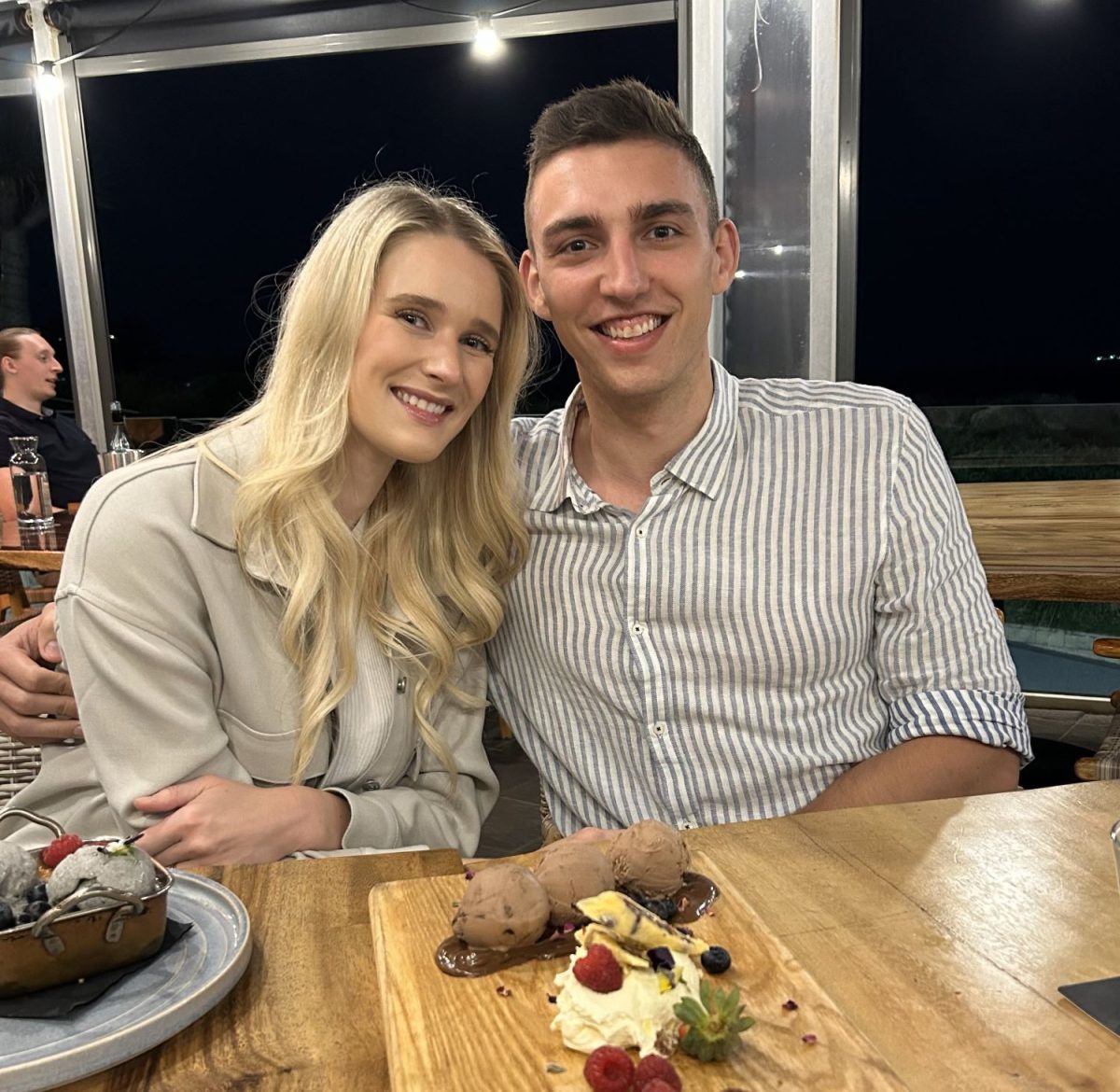 Woman and man at dinner