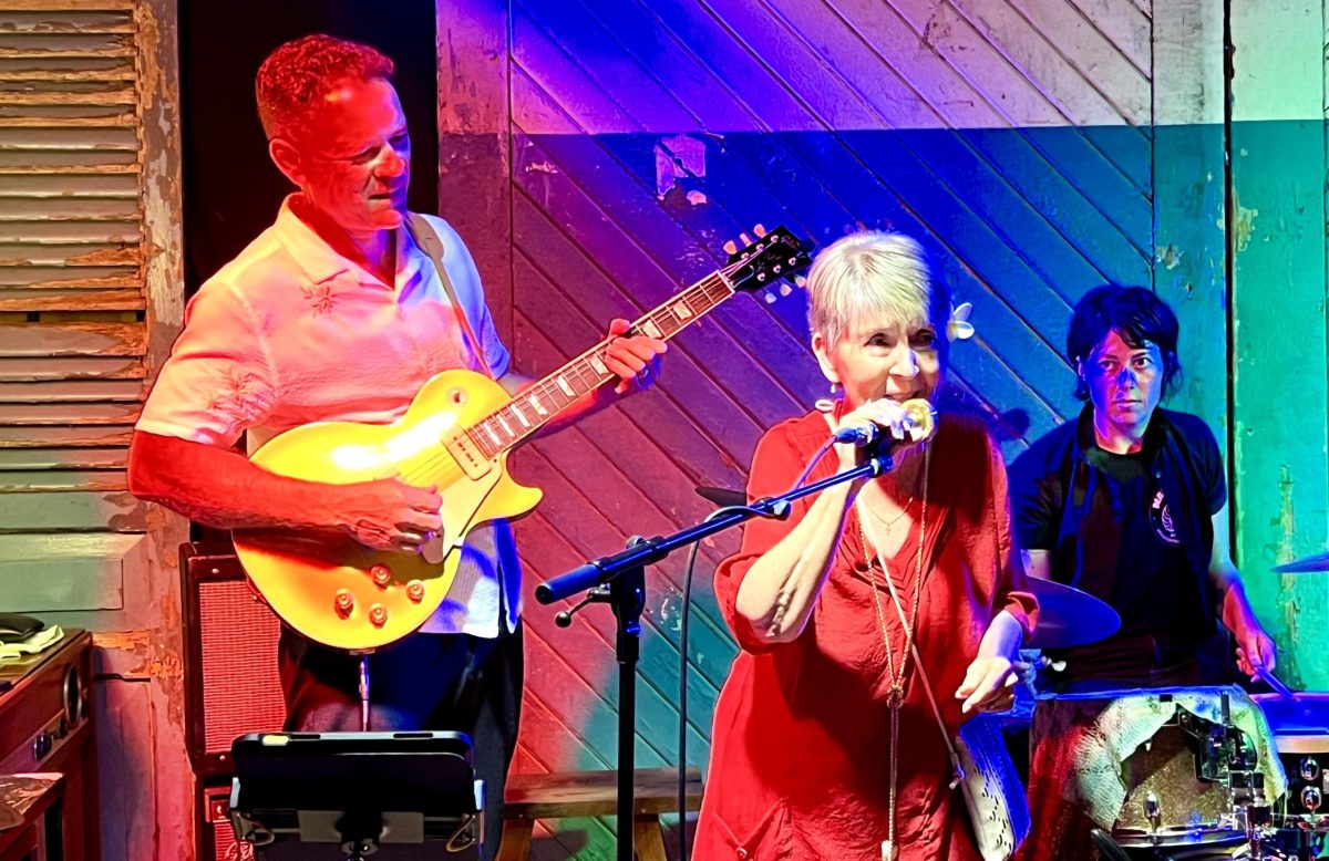Woman singing on stage