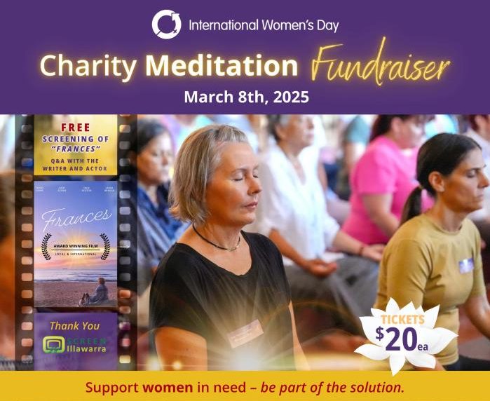 Banner for Nan Tien Temple International Women's Day meditation fundraising event