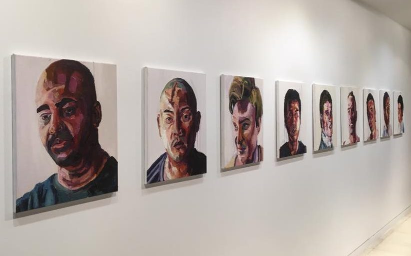 Portraits on the wall by Myu Sukamaran exhibition