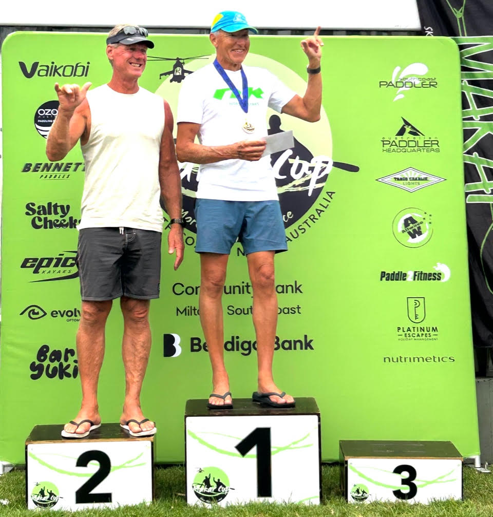 Michael McKeogh won the over-60s at the Australian Ocean Racing Championships in Ulladulla - just one of a number of Illawarra paddlers who took out top spots.