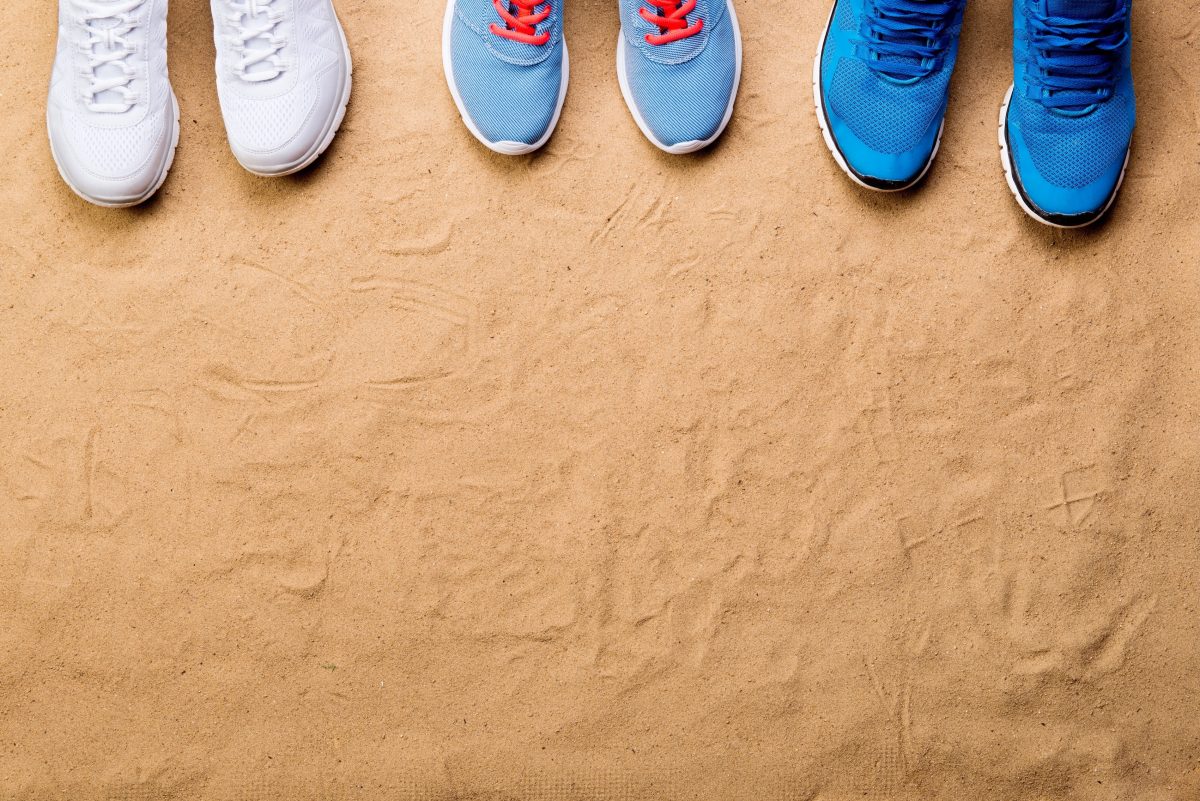 Sneakers on sand