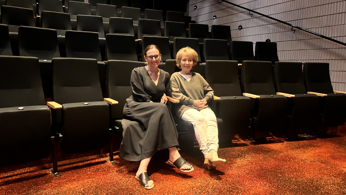 Author Pip Williams sits with playwright Verity Laughton at IPAC
