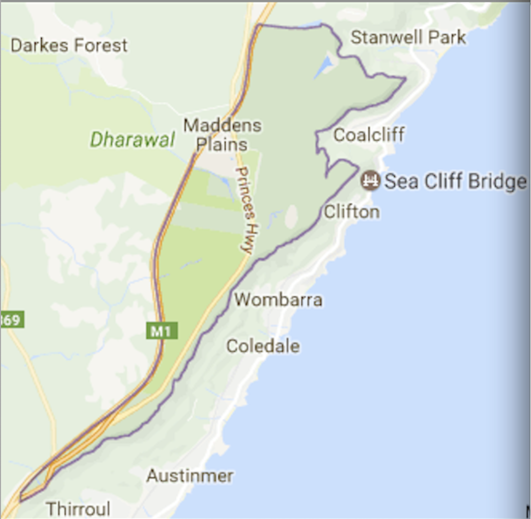 Map showing Maddens Plains