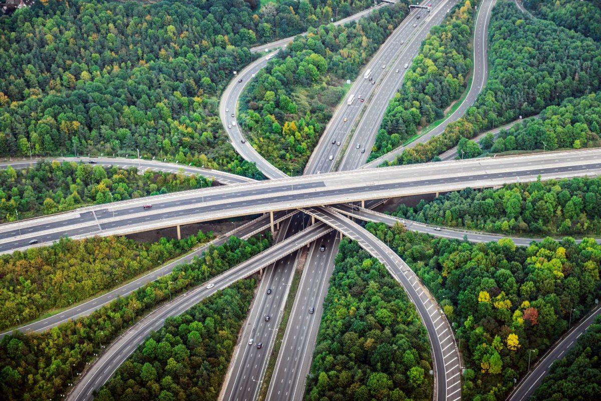 Aerial of a freeway