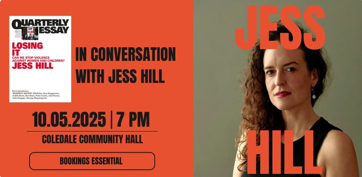 Banner for in conversation with author Jess Hill featuring her headshot
