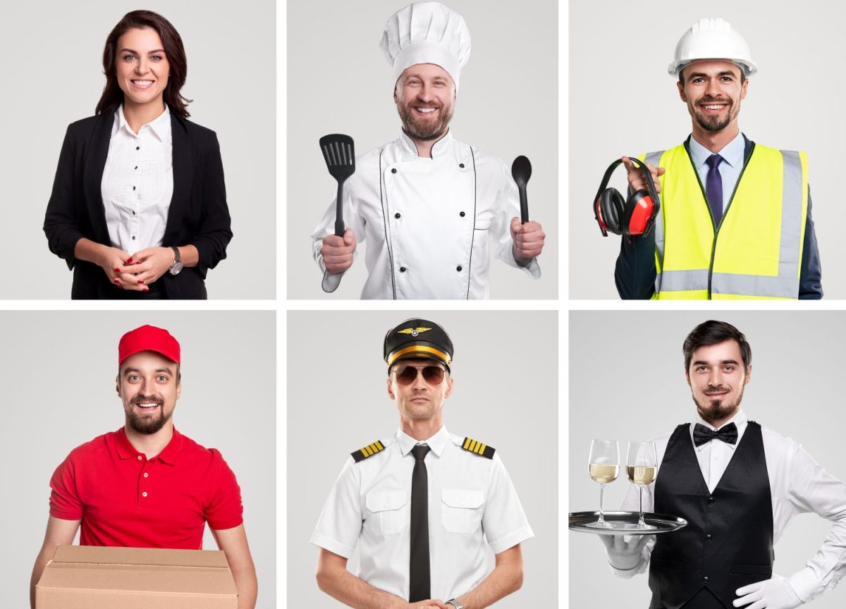 Six people in uniforms