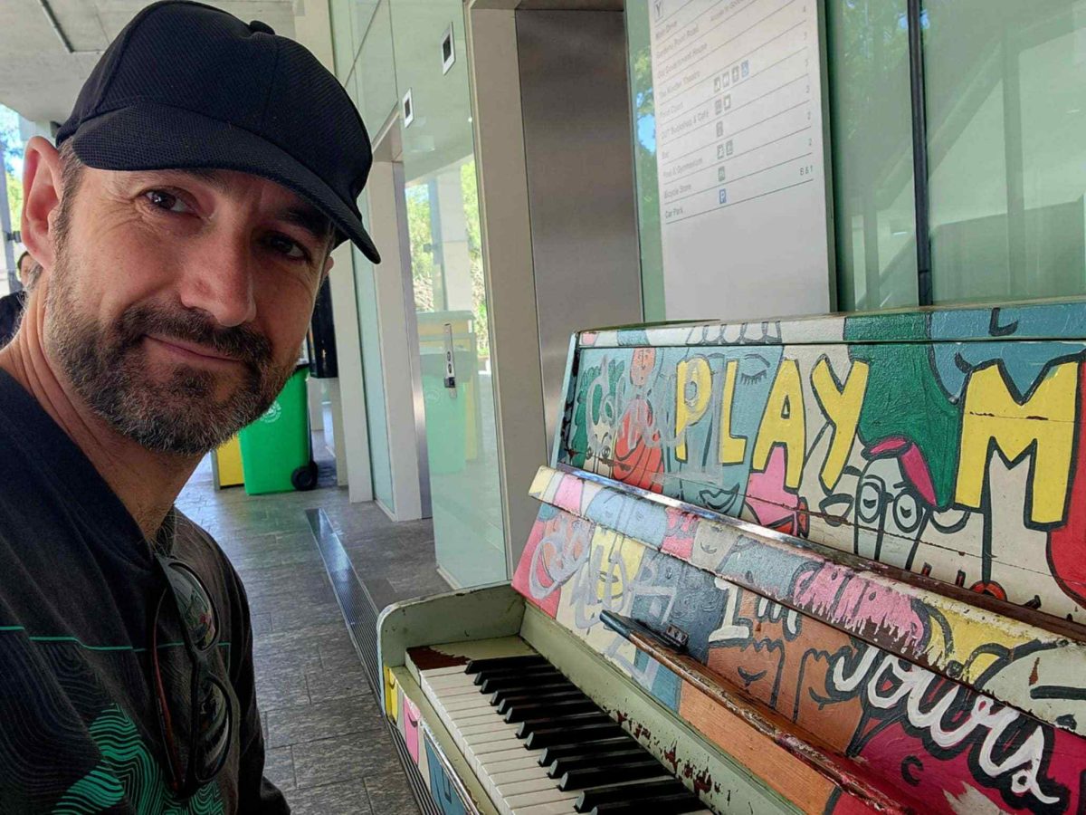 Ian Harvey-George with a public piano