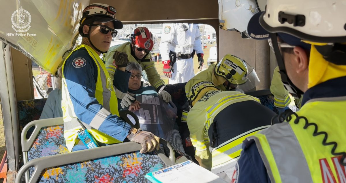 Illawarra emergency services hone their skills at a simulated bus and car crash over the weekend.