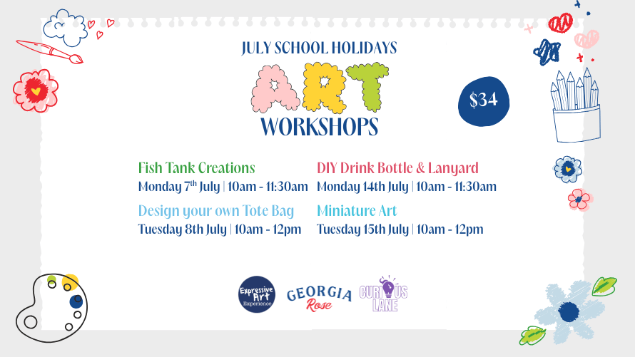 Banner for art workshops