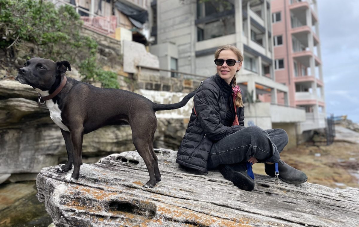 Theatre-maker Lucy Heffernan with her dog