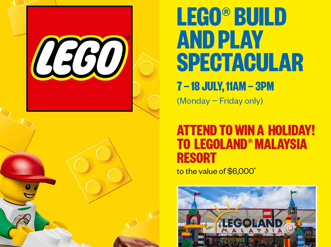 Detail of colourful flyer for LEGO Play Zone 