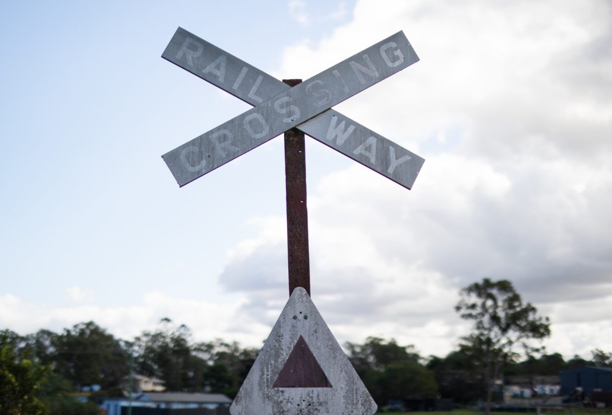 Railway crossing sign