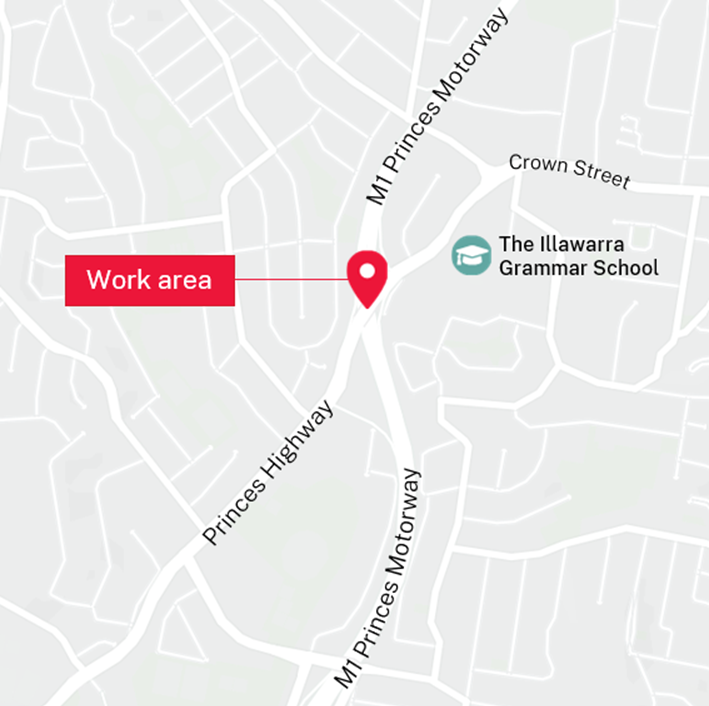 Map showing bridge work location