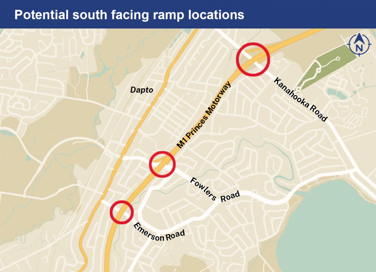 map of potential new motorway ramps