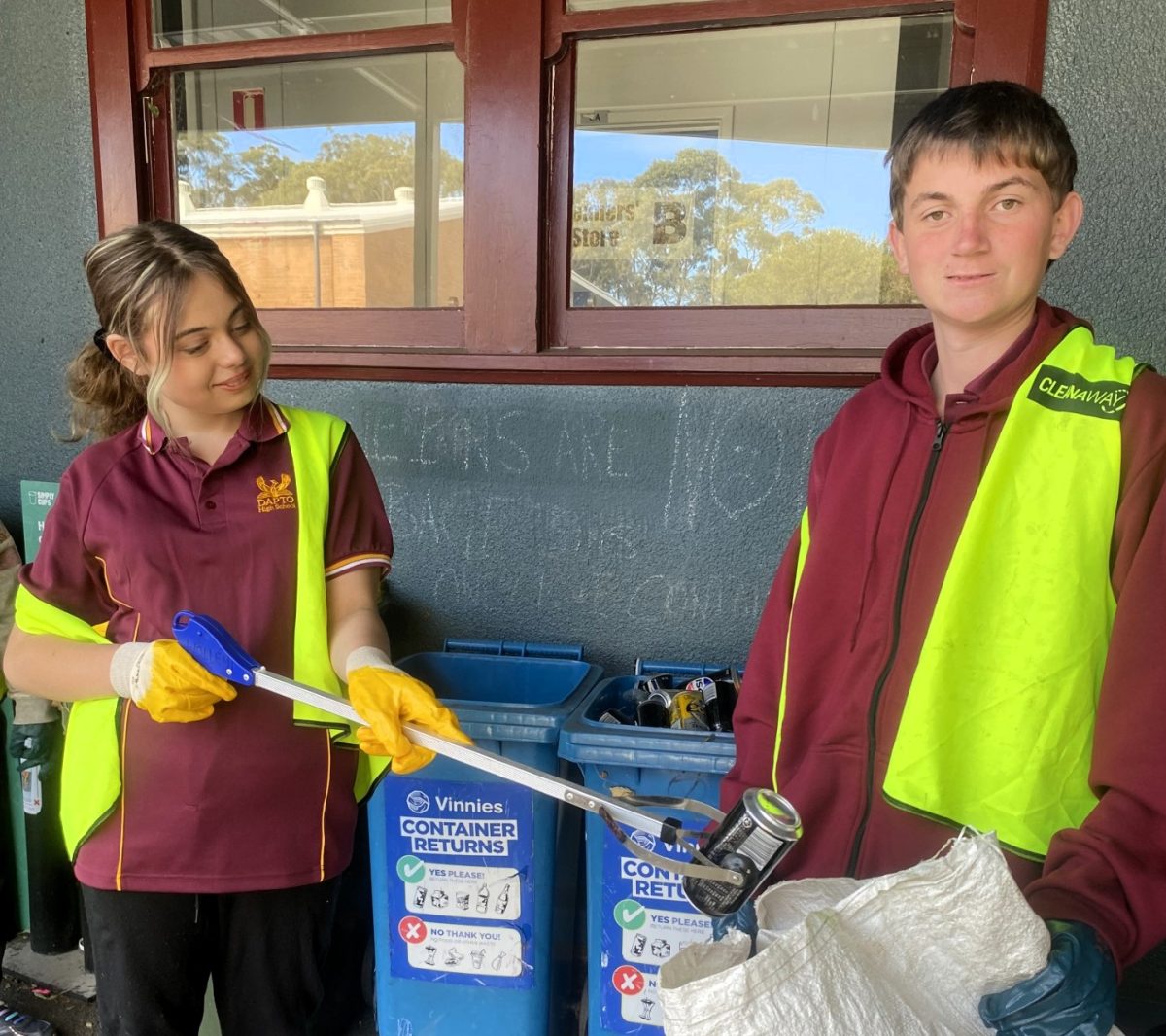 School students recycling
