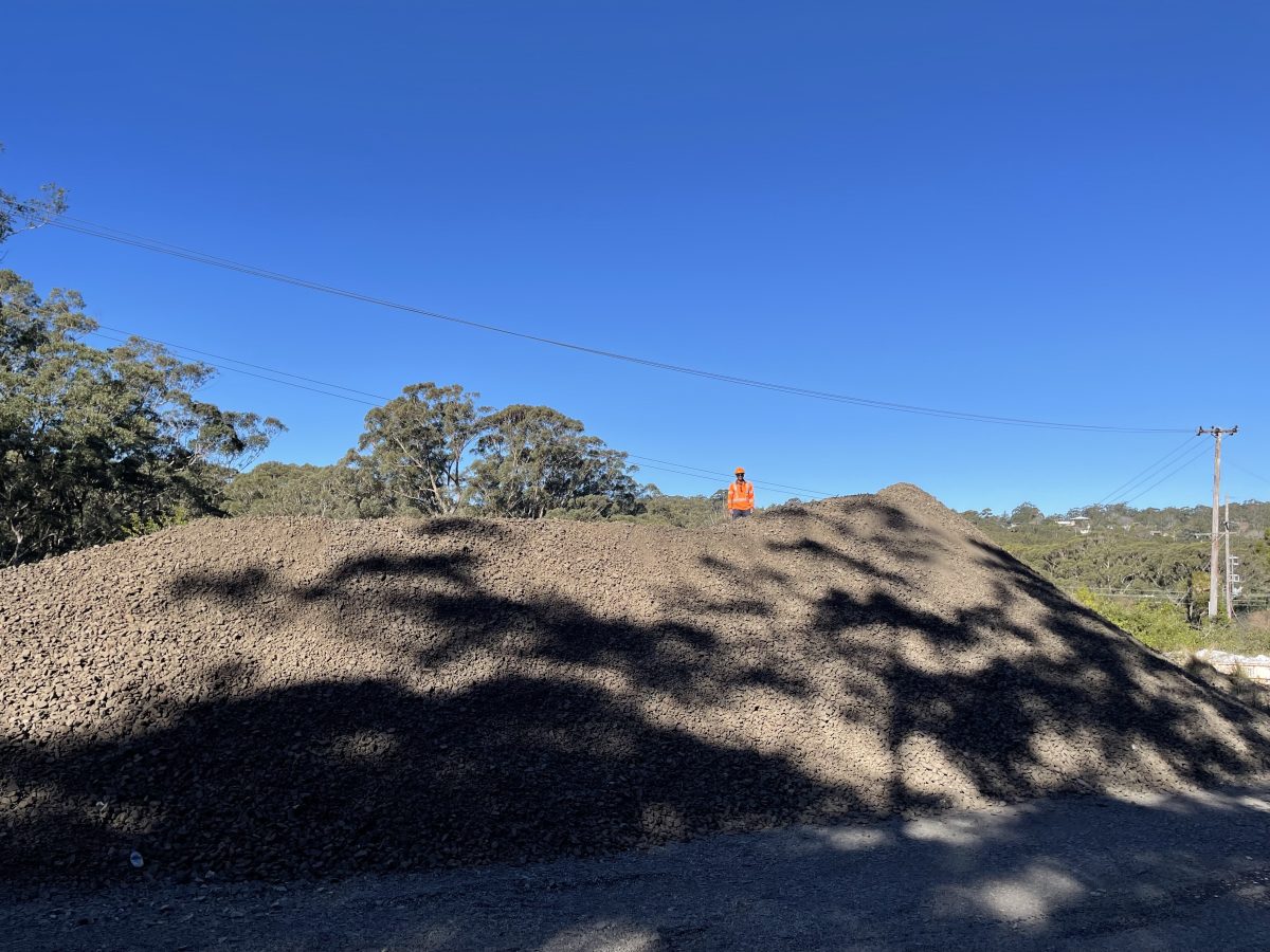 Spoil material removed from track