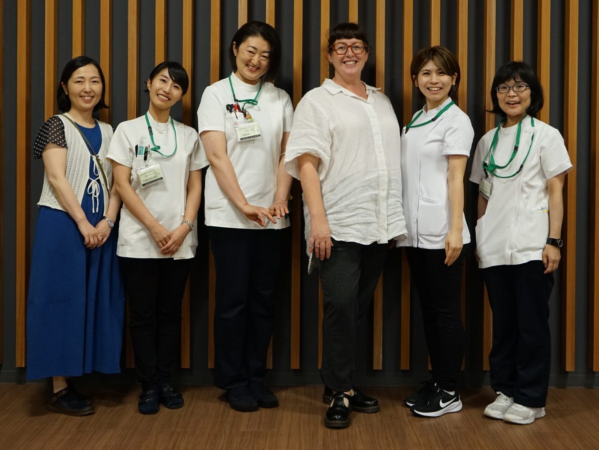 The Shepherd Centre's Tiffany Slater and the hospital staff in Japan who are working with her.