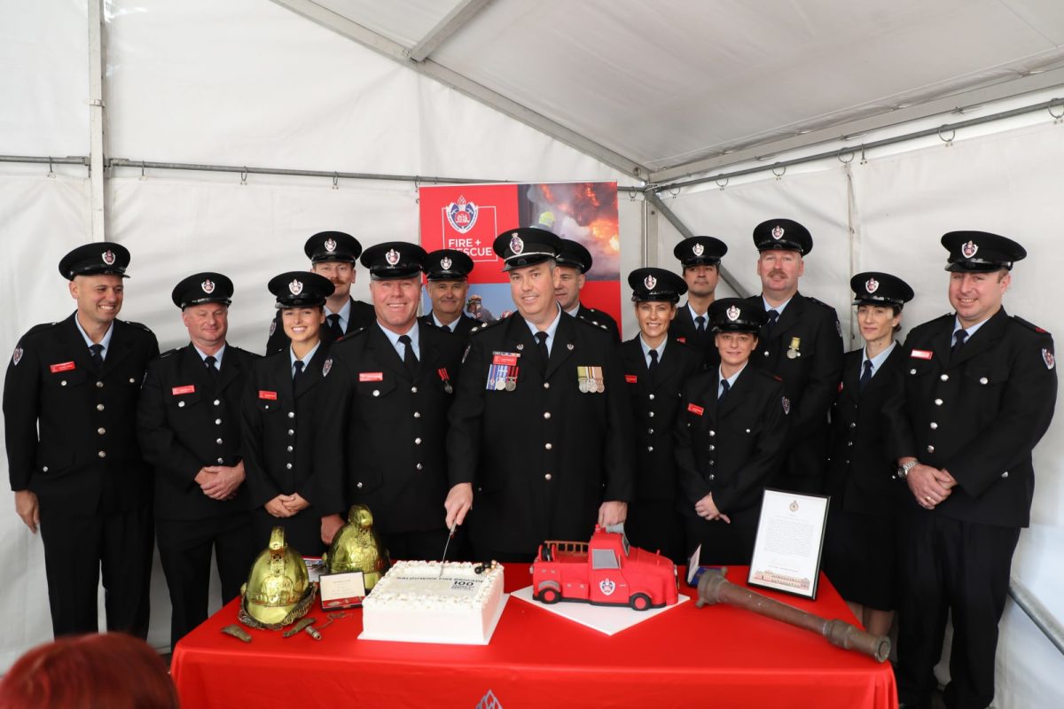 Balgownie Fire and Rescue crews celebrate the station's 100-year anniversary.