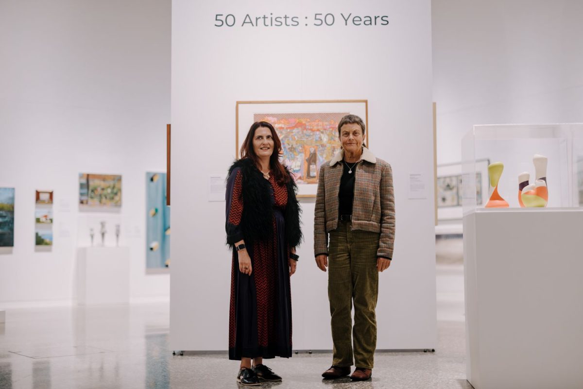 Two women in gallery