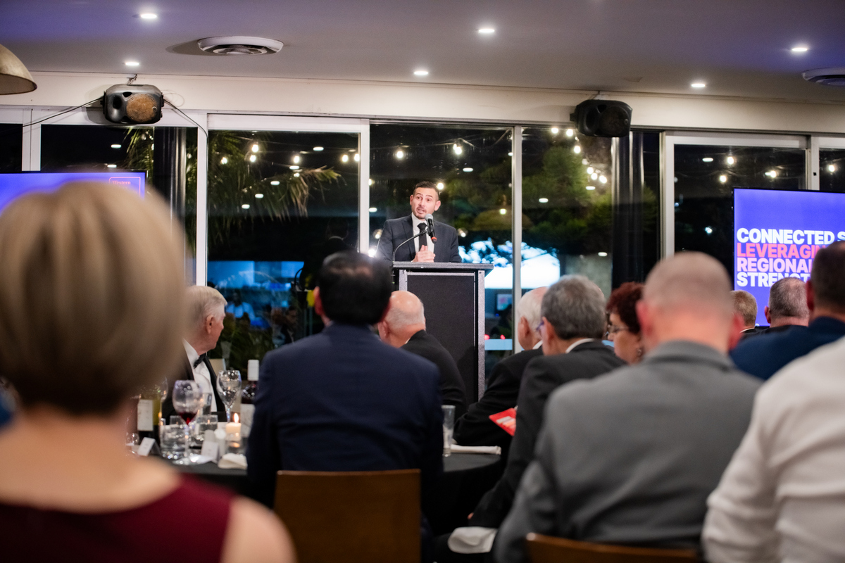 Adam Leto speaks at a The Illawarra Connect dinner