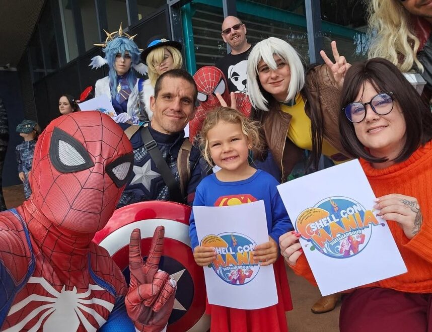 Illawarra's Friendly Neighbourhood Spidey with people in cosplay
