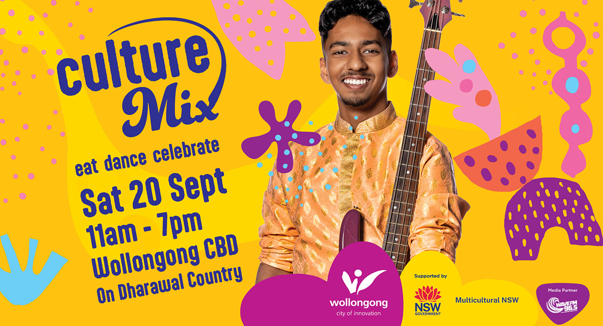 Event poster for Culture Mix at Wollongong CBD