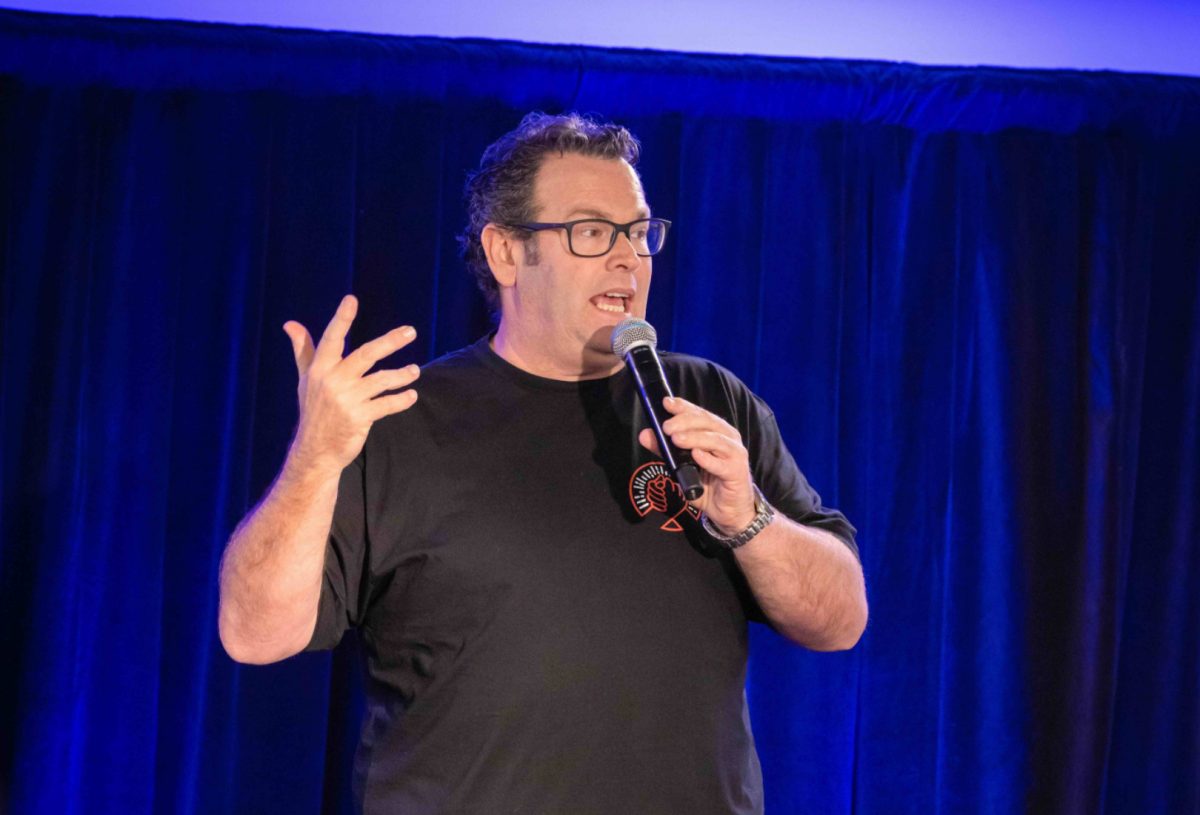 man speaking on a mic