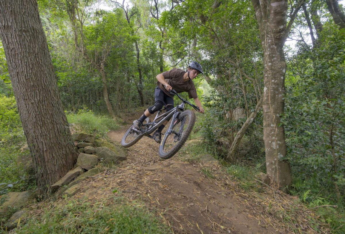 Mountain biker riding on a trail