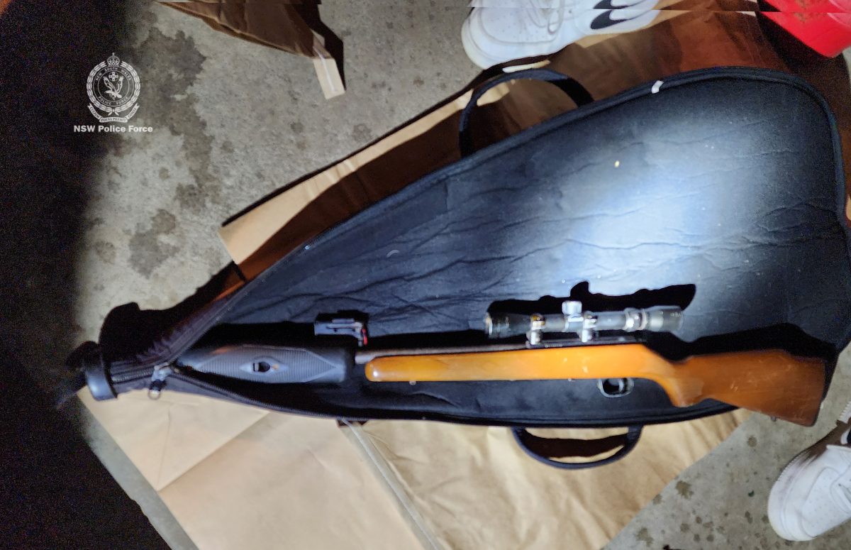 This rifle was among the illicit items police allege they found in a Bellambi home.