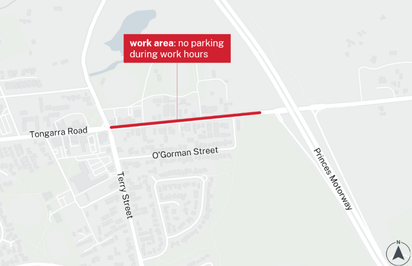 Map showing roadwork location
