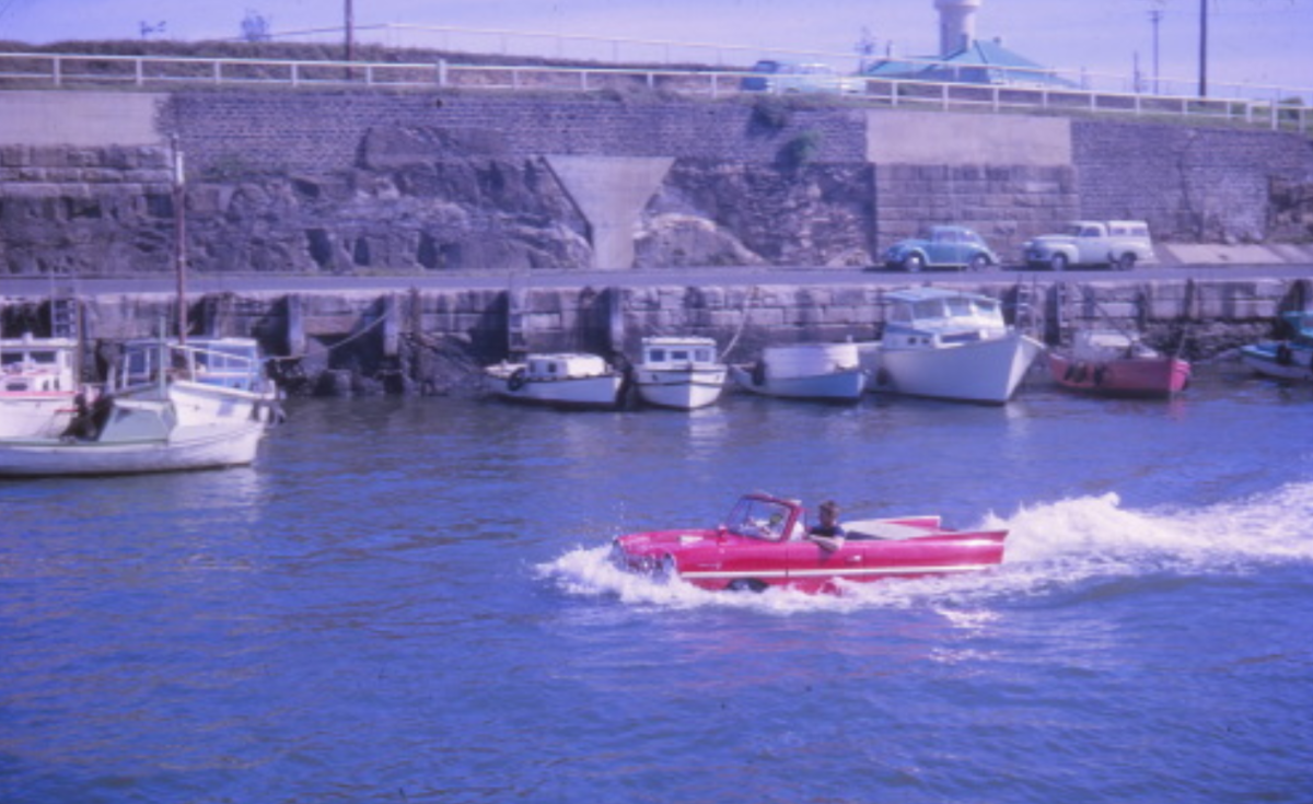 This amphibious convertible, capable of doing eight knots, turned heads when it took a spin around Wollongong Harbour in April 1964.