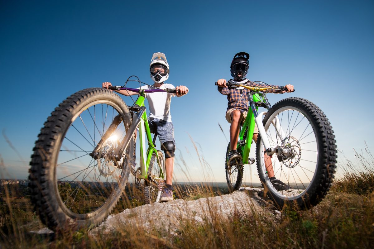 Two kids on bikes