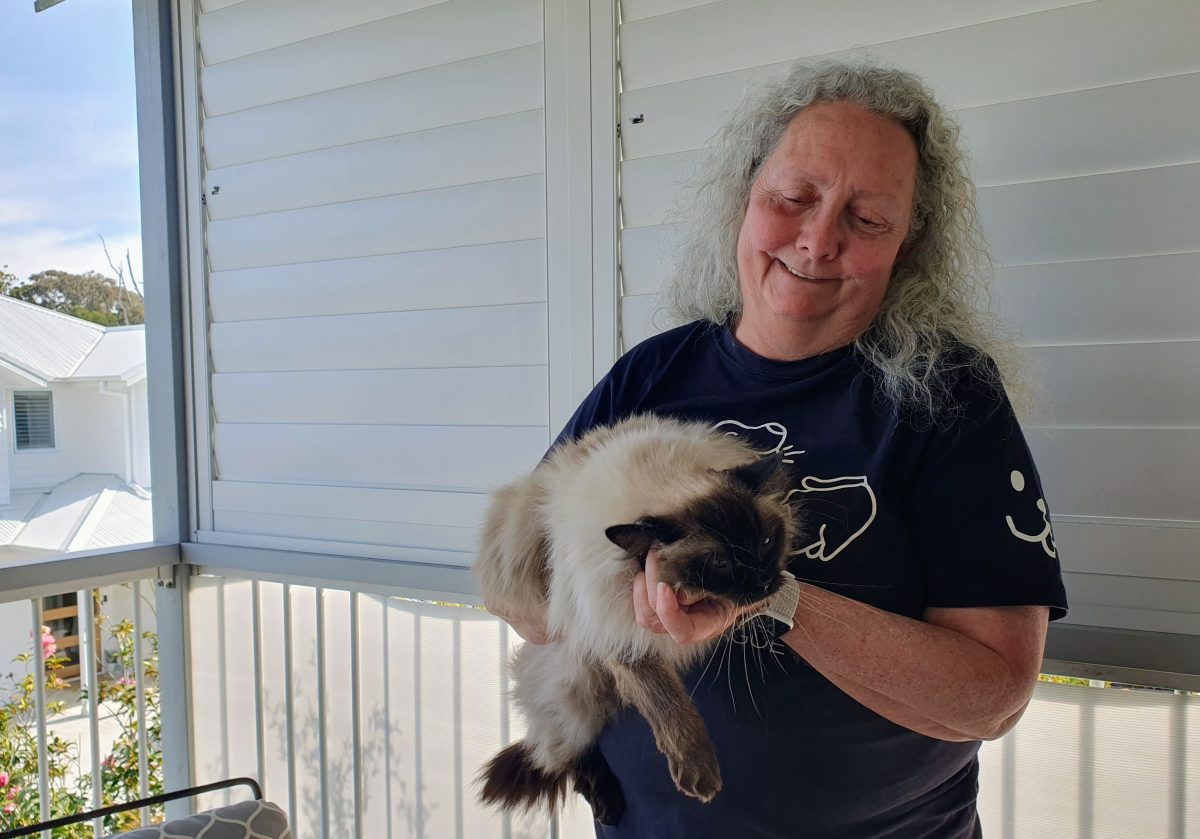 Illawarra Animal Welfare League branch president Donna Ashford with one of her 'foster fails'.