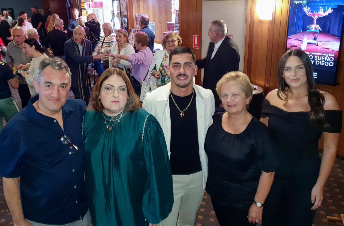 Director Luno Dias, writer and producer Nicole Stojanovska with actors Tommy Vangelovski, Zora Sazdanov and Isabella Apostolovski at the premiere of <em>The Things We Bury</em> at the Gala Cinema in Warrawong.