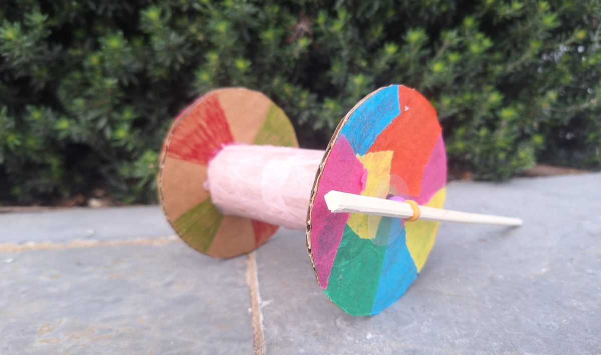 Colourful hand made spool racer