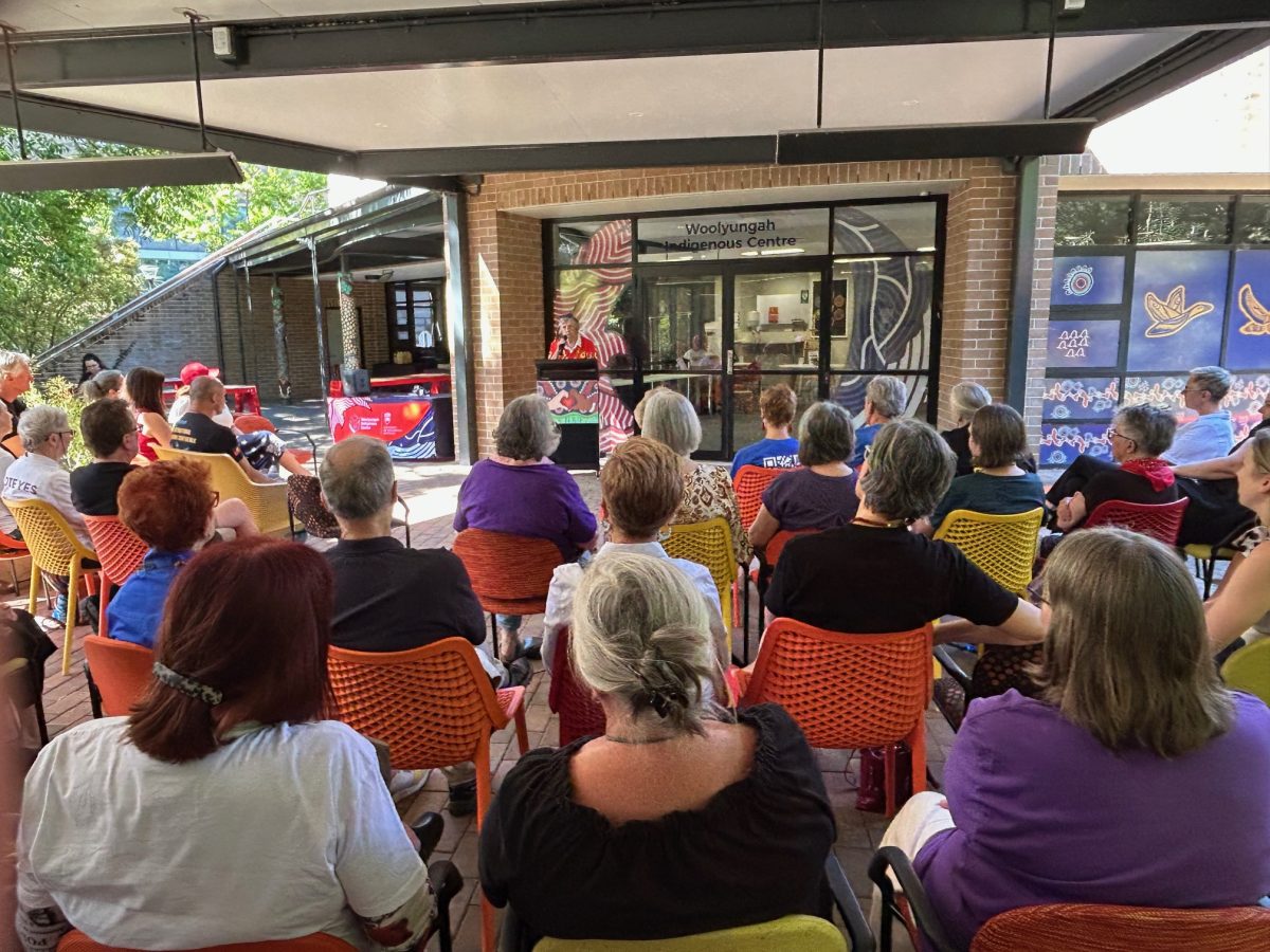 Dr Aunty Barbara Nicholson addresses the crowd at the launch of 'We Voted Yes: The Wollongong Yes Referendum Story'.