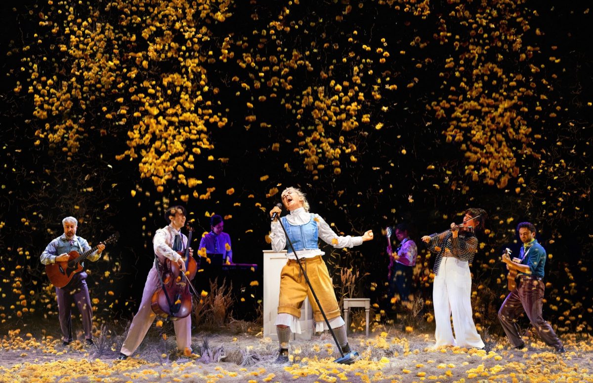 Performers on stage in a musical