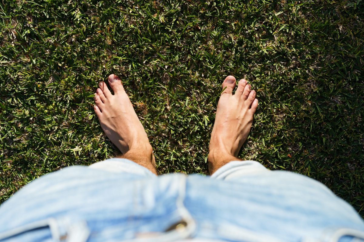 Bare feet in grass
