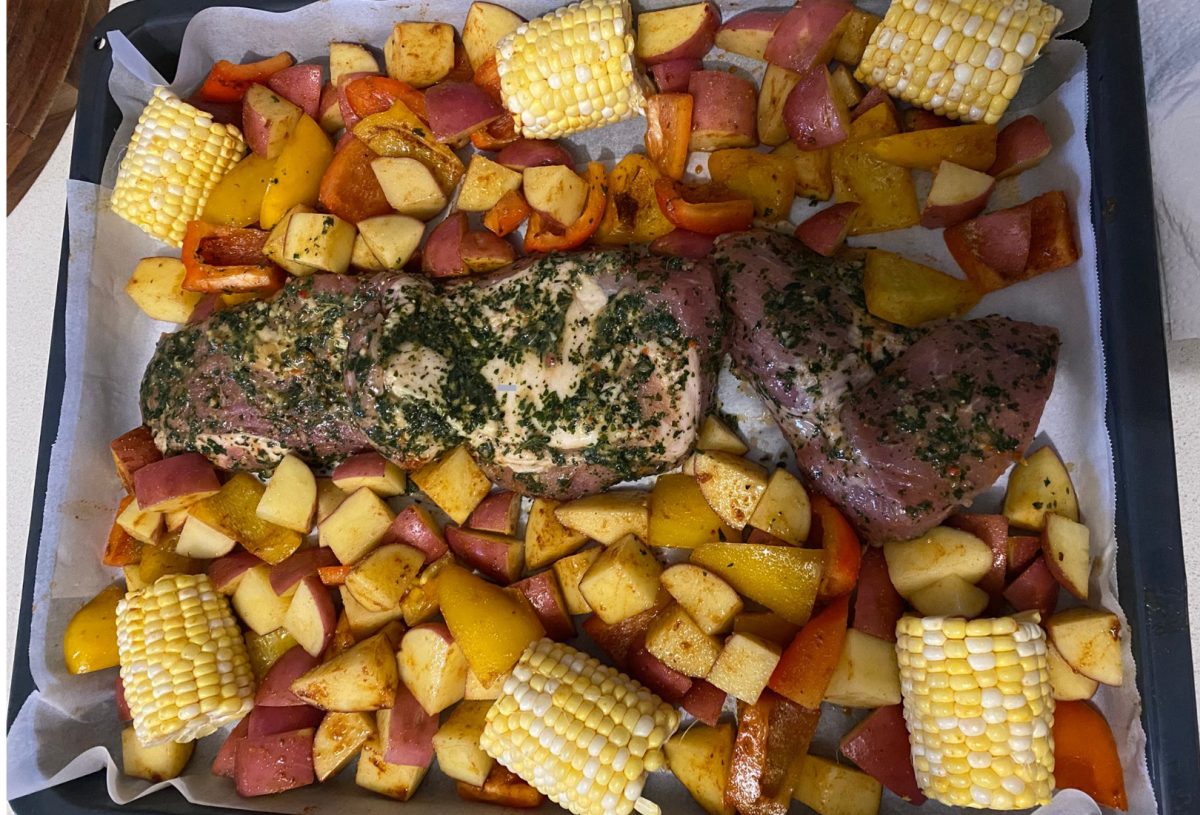 Roast pork and veggies