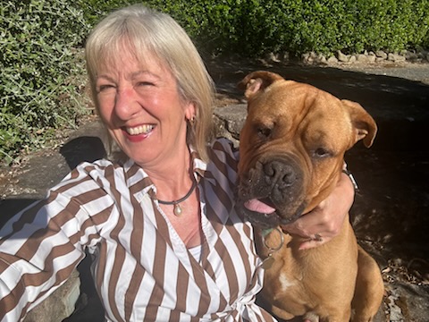 Nicky Sloan with her mastiff, Derek, whom she adopted through Wollongong Pet Connecti