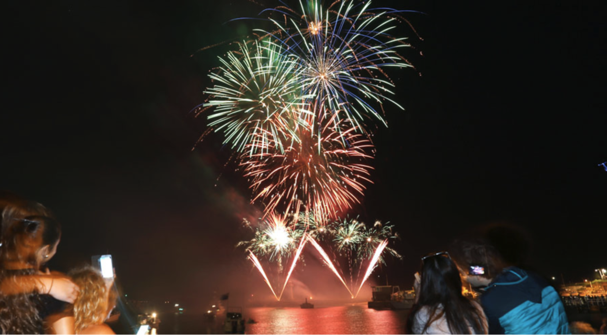 People watch fireworks