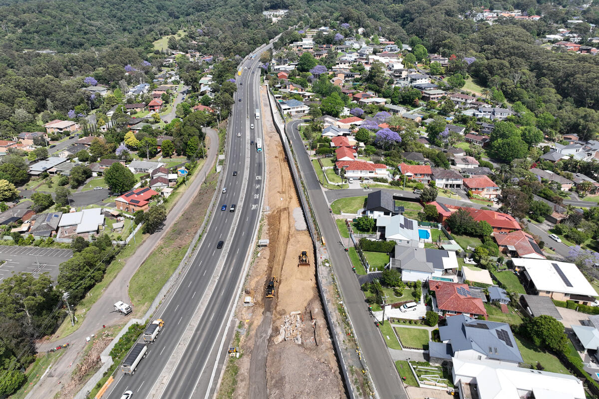The project looking north along the M1 in October 2025. 