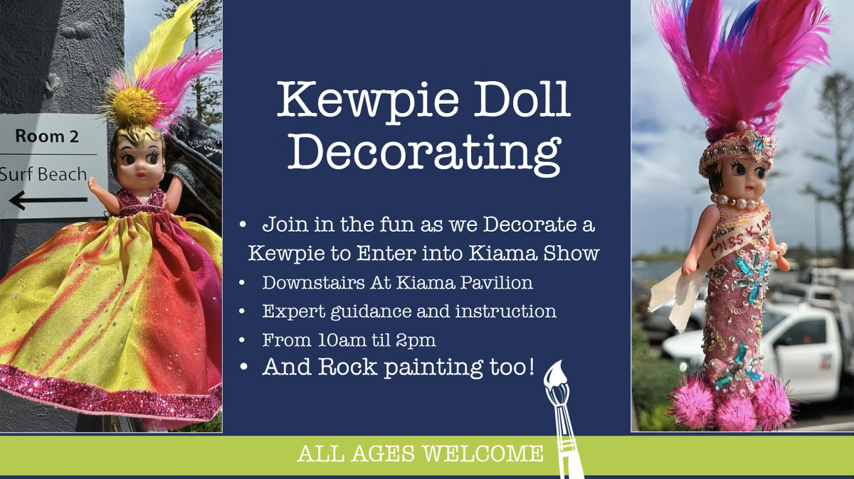 Banner for Kewpie doll decorating workshop
