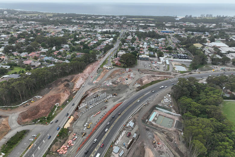 Aerial photo of roadwork