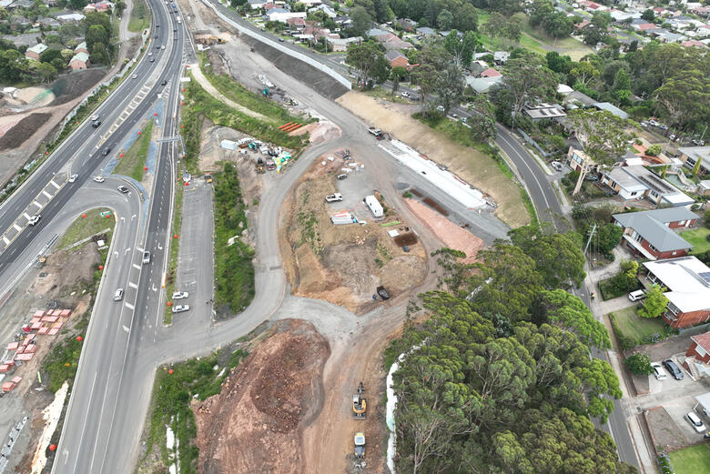 Aerial shot of roadworks